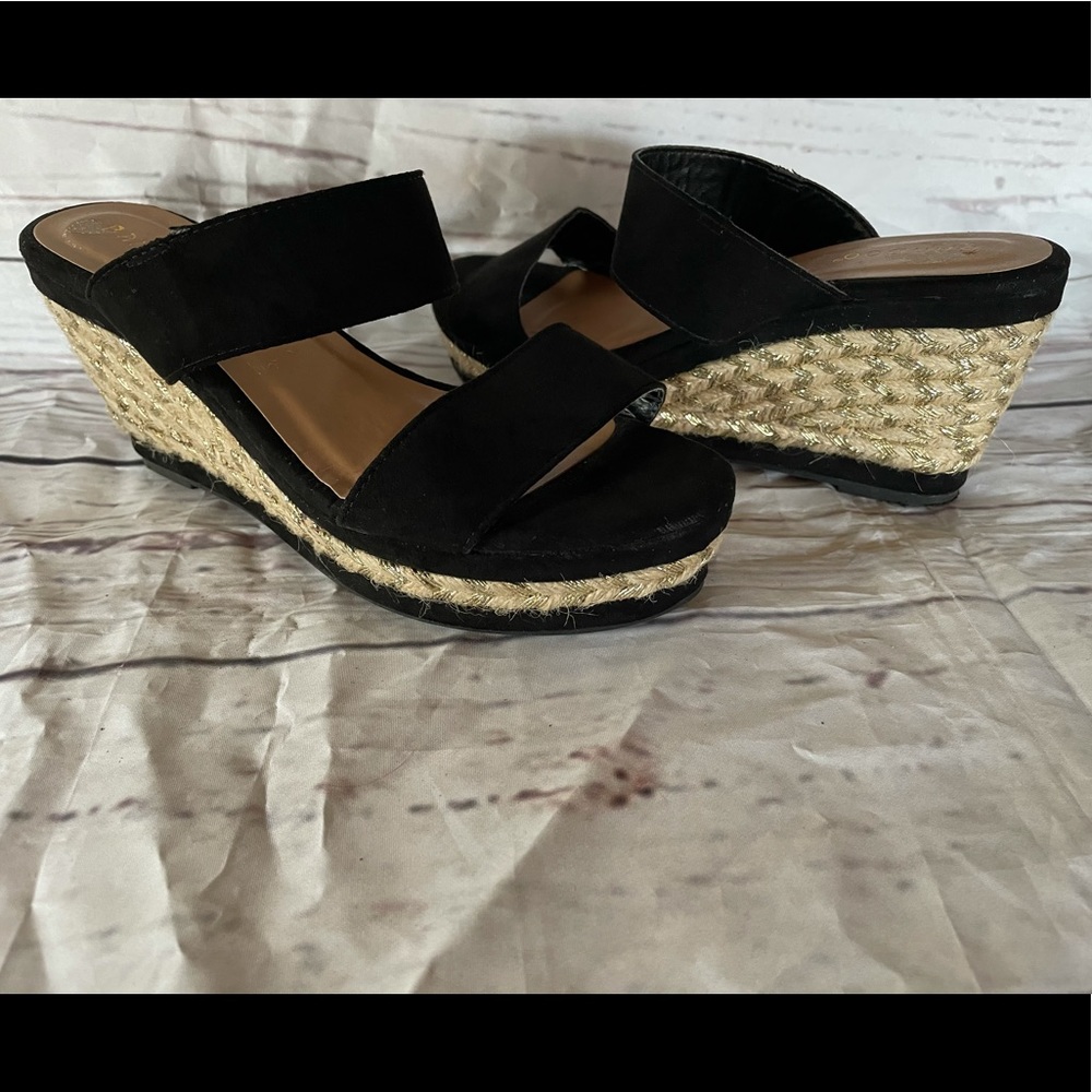 Bamboo espadrille black sandals size 7.5 women